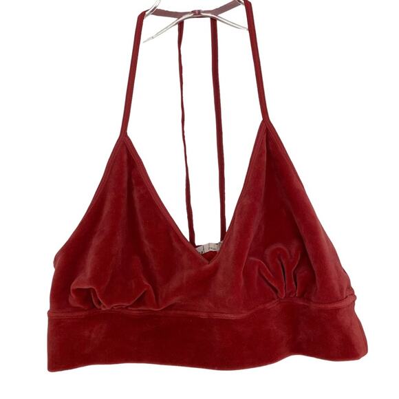 Anthropologie Floreat Raspberry Velour T Strap Bralette Bloggers Fave Large - Picture 2 of 7